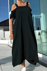 Vathsala - Langes Schulterfreies Sommer Kleid – Schwarz