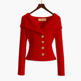 Kenny – Gerippter Knopf-Cardigan – Rot