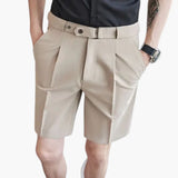 Herren Sommer Shorts mit Bundfalten und Gürtelschlaufen – Khaki