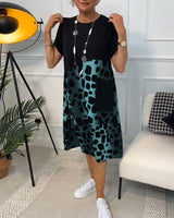 Sherlene - Leopardprint Kleid – Blau (Fast ausverkauft)