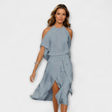 Nivelle – Asymmetrisches Kleid mit fließender Silhouette – Grau