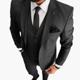 Slim Fit Anzug Set - Herrenanzug 3-teilig für Hochzeit Event – Schwarz