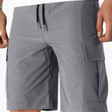 Herren Sommer Cargoshorts mit Kordelzug und Klappentaschen – Grau