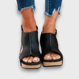 Liane – Keilsandalen mit Softleder-Effekt – Schwarz