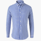 Gestreiftes Langarmhemd – Herren Freizeithemd mit Streifen – Blau
