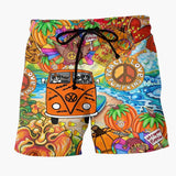 Bunte bedruckte Boardshorts für Männer - Sommerliche Strandmode – Orange