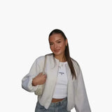 Rundhals Übergangsjacke für Damen – Weiß