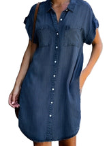 Anise- Jeans-Midikleid mit kurzen Ärmeln – Dunkelblau