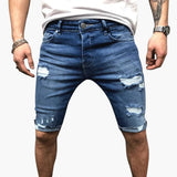 Herren Jeansshorts mit Raw Saum und Slim Fit Passform – Blau