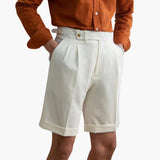 Herren Slim Fit Shorts aus leichter Sommerstoff mit Bundverschluss – Weiß