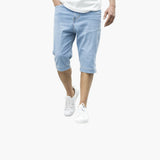 Herren Sommer Bermuda Shorts aus Denim mit Umschlag und Reißverschluss – Bleichen