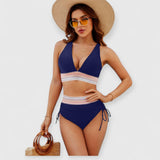 Raven | Bauchfreies Bikini-Set mit hoher Taille – Marineblau