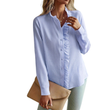 CRIZA – Mühelose Knopfleiste Bluse – Himmelblau