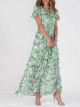 Quilla - Blumendruck und modisches Kleid – Grün