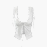Elegantes V-Ausschnitt Top - Damen Oberteil für den Sommer – Weiß