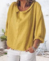 Aletheia – Elegante Bluse aus Baumwollleine – Gelb