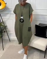 Jocelyn – Bequemes Freizeitkleid Mit Tasche – Grün