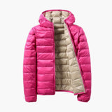 Damen Steppjacke mit Kapuze und Wendefunktion – Rosa/Beige