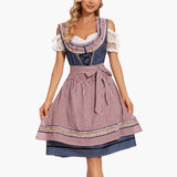Kariertes Dirndl kleid für Damen - Oktoberfest 2025 – Blau