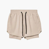 Herren Fitness Shorts mit Innenshorts für Sommertraining – Khaki