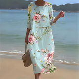 Alina – Fließendes Midi-Kleid – Hellgrün