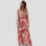 Elanisse - Stilvolles Maxikleid mit V-Ausschnitt – Rosa