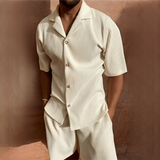Junmar - Herren-Set mit Hemd und Shorts, lässig – Beige