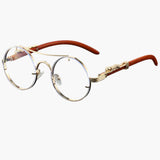 Damen Sonnenbrille mit Rundgläsern und UV-Schutz für alle Jahreszeiten – Golden-Transparent