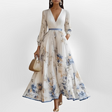 Klarise - Elegantes Kleid mit Wickel-V-Ausschnitt – Weiß