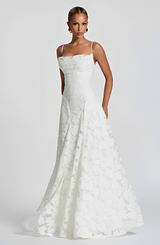 Francisa - Elegantes und hochwertiges Maxikleid – Weiß