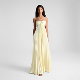 Sienna - Elegantes langes Kleid mit Falten – Gelb