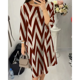 Thalia - Lockeres Zickzack-Kleid – Weinrot
