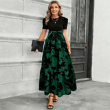 Astrid - Elegantes Kleid mit Blumenmotiv – Grün