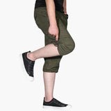 Herren 3/4 Cargohose mit Taschen für Frühling und Sommer – Armeegrün