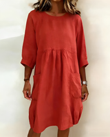 Shadia - Lockeres und Lässiges Midikleid – Rot