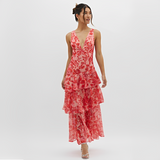 Faye - Elegantes Fließendes Kleid mit V-Ausschnitt und offenem Rücken – Rosa