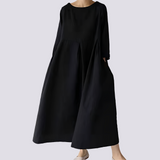 Veronica - Lockeres Kleid mit Taschen für Damen – Schwarz