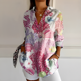 Eleanor - Stilvolle Bluse mit Knopfleiste – Rot