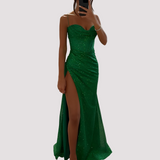 Bonnie - Elegantes Maxikleid mit Schlitz – Grün