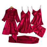 Audrey - 5 Teiliges Satin Set – Rot