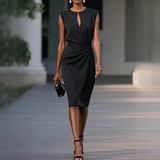 Mirabel - Elegantes ärmelloses tailliertes Kleid – Schwarz