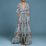 Laure - Elegantes Kleid mit V-Ausschnitt – Grün