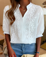 Morwenna - Elegante Bluse mit V-Ausschnitt – Weiß