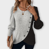 Arina | Kreativer Strickpullover mit asymmetrischem Design – Grau