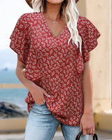 Eleri - Modische Bluse mit V-Ausschnitt – Rot