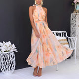 Velma - Stilvolles ärmelloses Kleid mit offenem Rücken – Orange