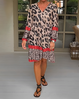 Marfie - Schickes Mini-Kleid mit V-Ausschnitt – Braun
