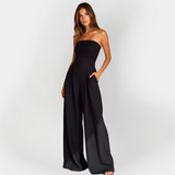 Zerya - Trägerloser Soft-Touch-Jumpsuit – Schwarz