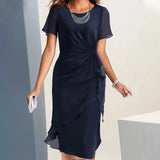 Arletta - Softtouch-Kleid mit geraffter Taille – Marineblau