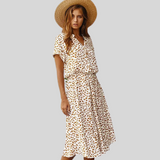 April | Elegantes Kleid – Leopard Weiß